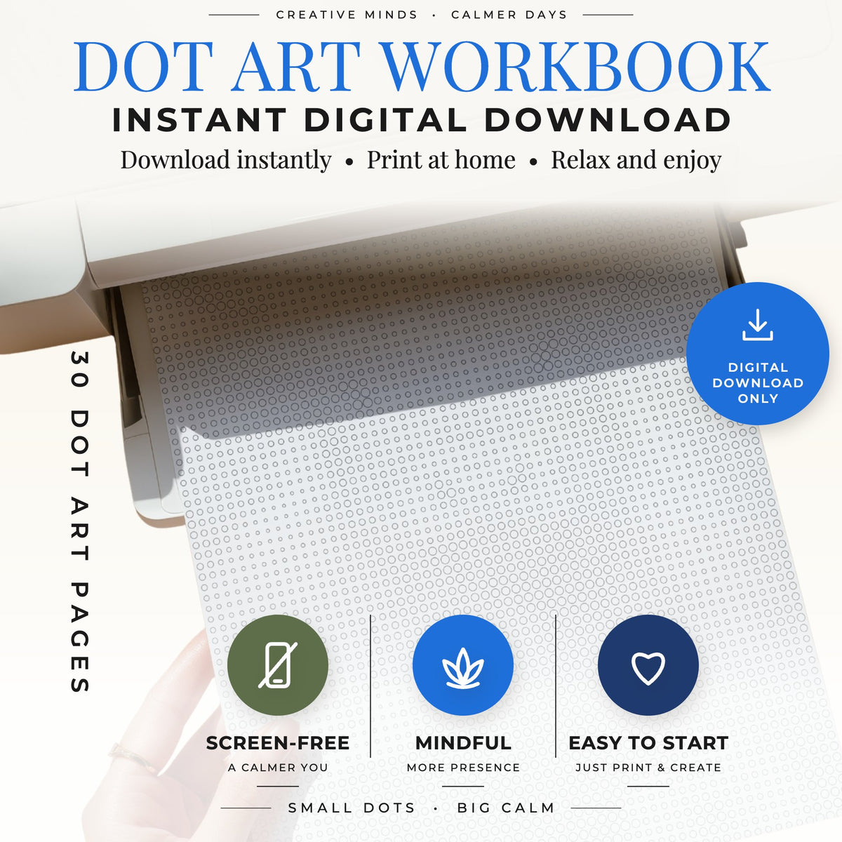 Printable Ocean Animals dot painting book cover for US Letter and A4 PDF pages