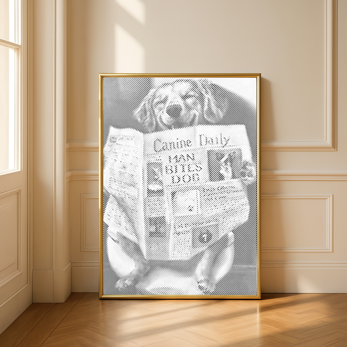 Dog on the Toilet | Dot Painting Kit som færdigt mal med prikker motiv