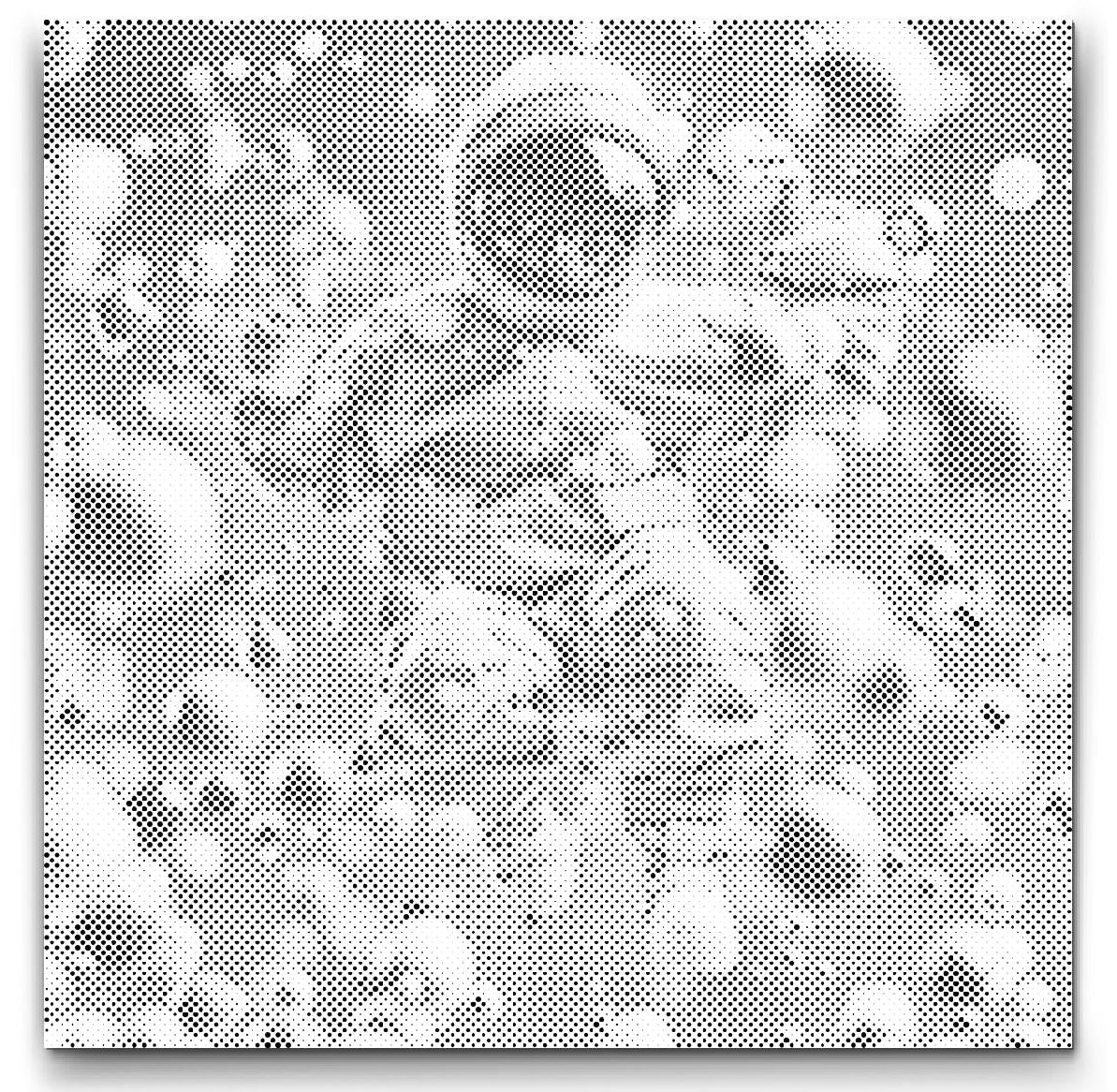 Dot Painting Abstrakter Raumfahrer – Punktmalerei Motiv mit futuristischem Astronauten
