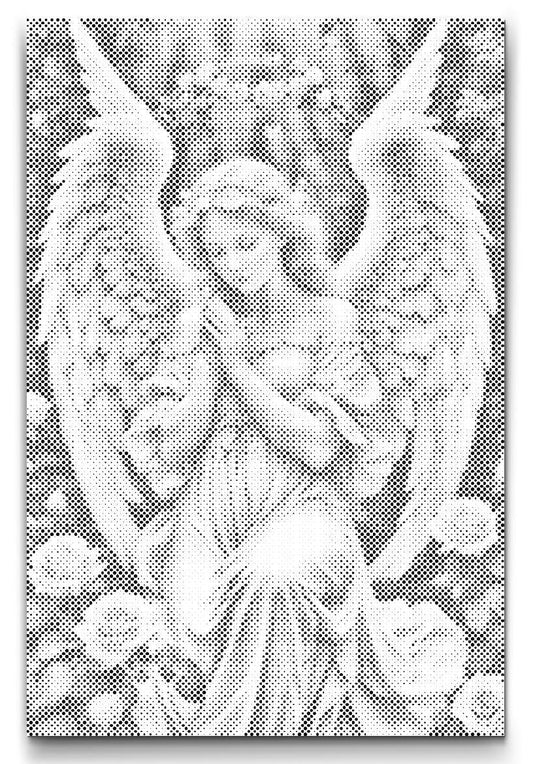 Engel Wandbild, rosa Rosen Engel, spirituelle Deko, himmlische Kunst, Engel Geschenkidee, Schutzengel Bild, romantische Wanddeko, Engel Malerei, Engel Poster
