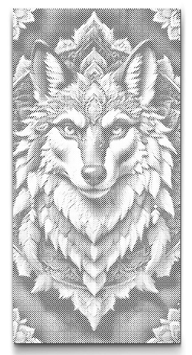 Dot Painting Wolf Mandala – Punktmalerei Motiv mit Wolfskopf im Mandala-Stil