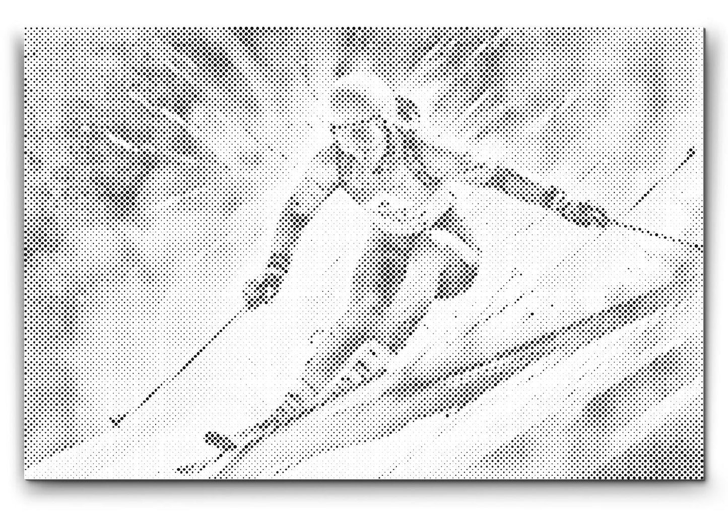 Dot Painting Ski Alpin – Punktmalerei Motiv mit Skifahrer in winterlicher Berglandschaft