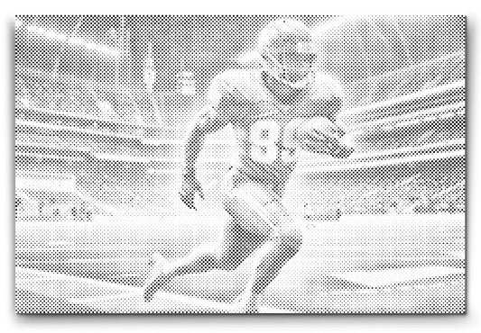 Dot Painting Amerikanischer Fußball – Punktmalerei Motiv mit Football-Spieler in Action