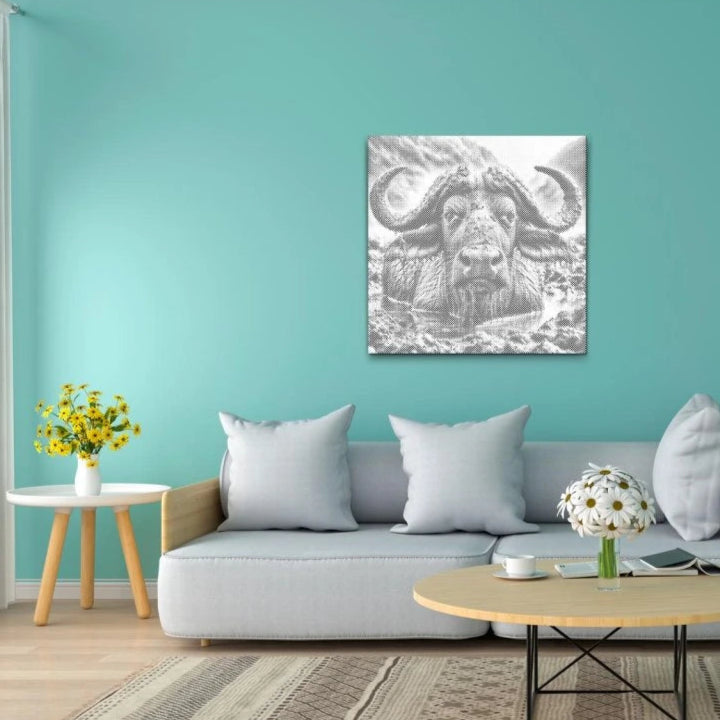 Water Buffalo | Dot Painting Kit som færdigt mal med prikker motiv