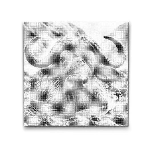 dot painting wasserbüffel auf leinwand