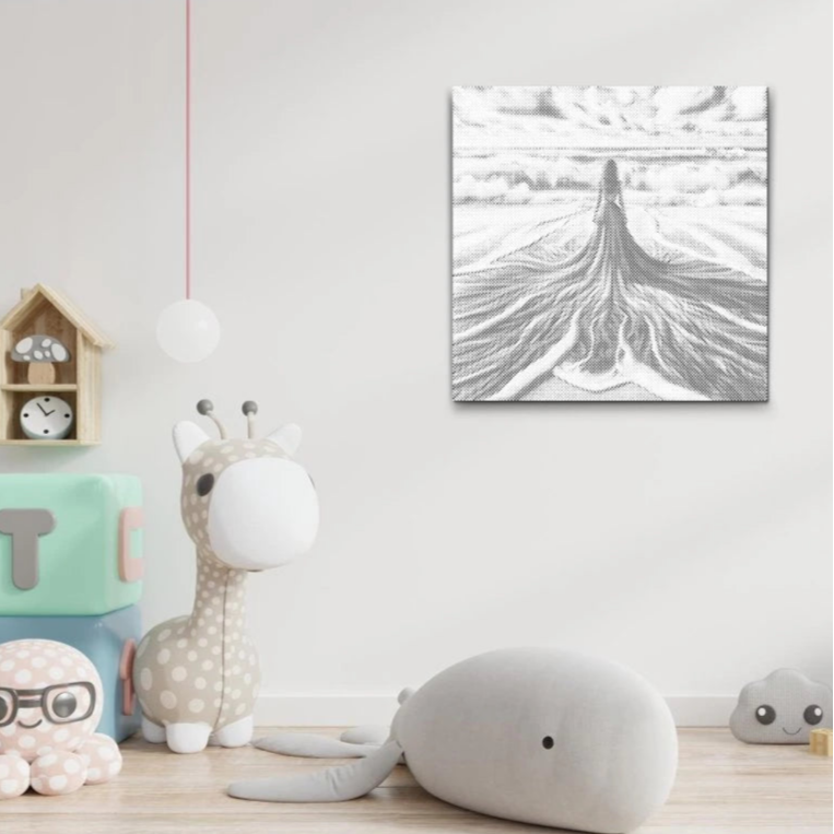 Abstraktes Dot Painting Meer und Himmel – modernes Wandbild