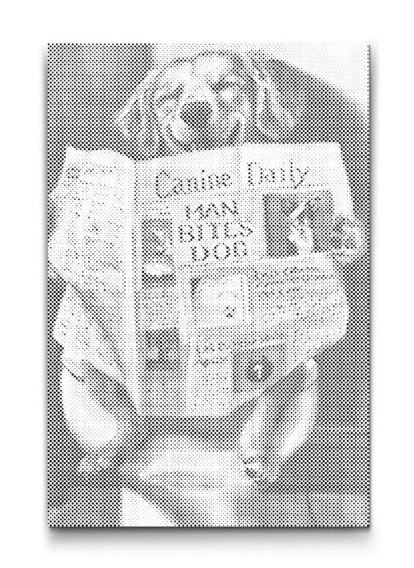 Dot Painting: Hund liest Zeitung auf der Toilette – Badezimmermotiv