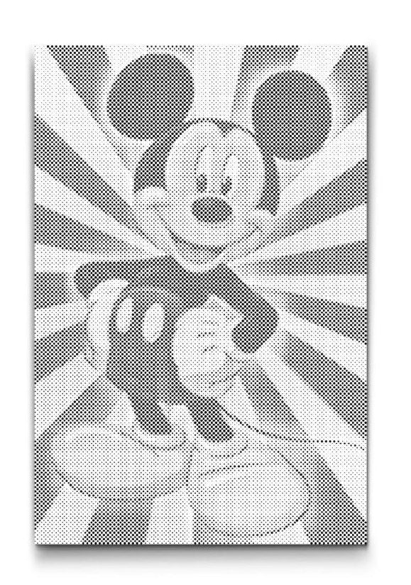 MICKY MAUS™ Dot Painting – klassische Pose mit Strahlen-Hintergrund