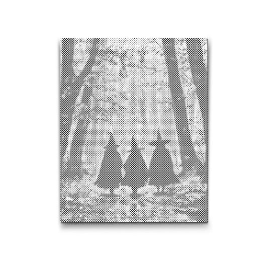 Dot Painting: drei Hexen im Wald – Halloween Motiv