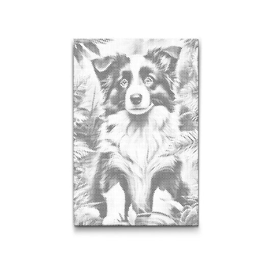 Dot Painting Border Collie Welpe – Punktmalerei Hundemotiv mit süßem Welpen