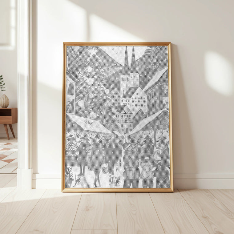 Christmas Market in the Mountains dot painting kit