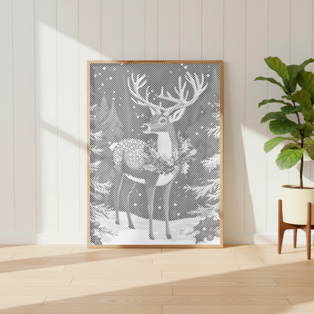 Deer in Winter Forest | Dot Painting Kit finished dot painting artwork