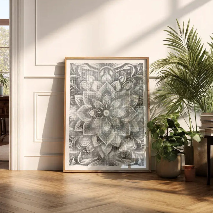 Floral Mandala | Dot Painting Kit som færdigt mal med prikker motiv