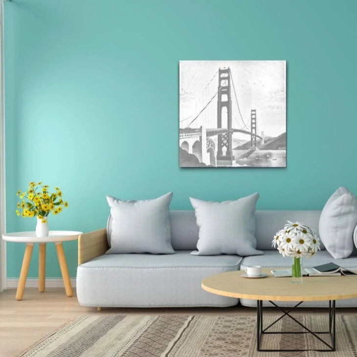 Golden Gate Bridge | Dot Painting Kit som færdigt mal med prikker motiv