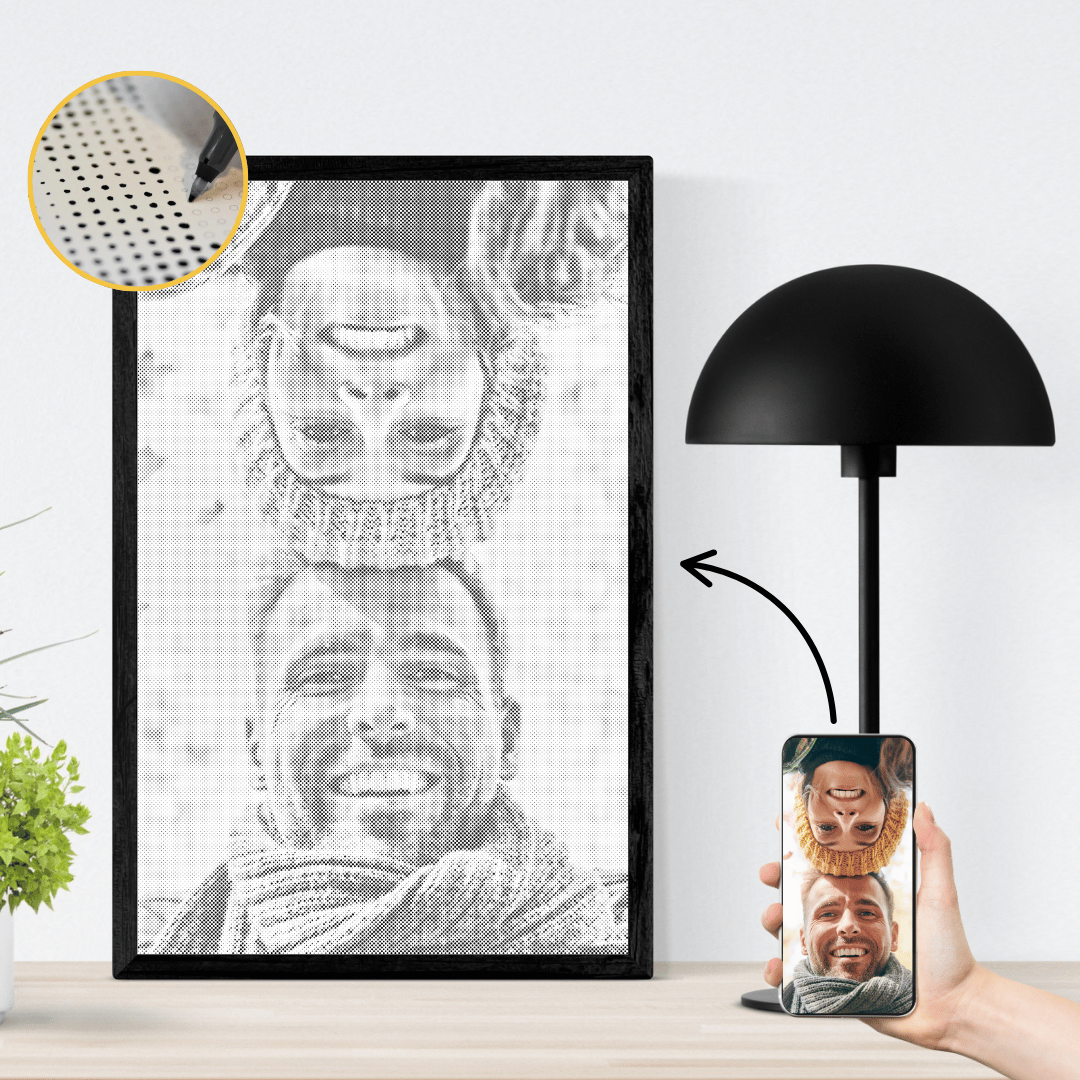 Individuelle Punktmalerei eines Paares nach Fotovorlage