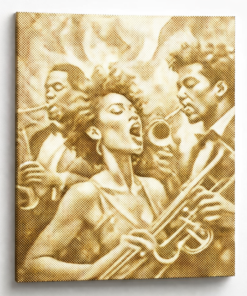 Jazz Singer Wall Art | Dot Painting Kit finished dot painting artwork