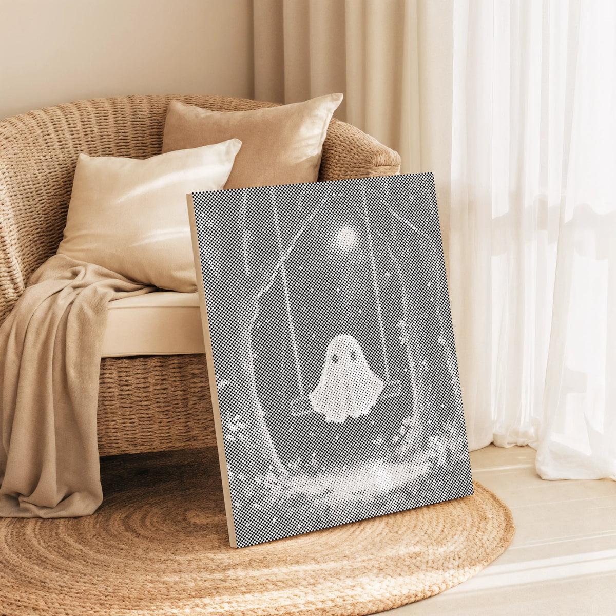 Little Ghost on a Swing | Dot Painting Kit finished dot painting artwork
