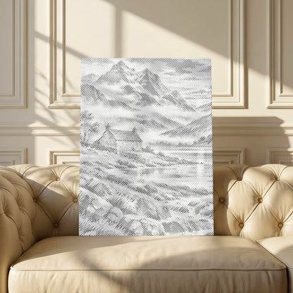 Mountain Haven dot painting kit with cottage, mountain lake and dramatic mountain landscape