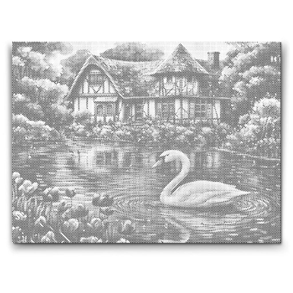 punktmalerei schwan vorlage auf leinwand