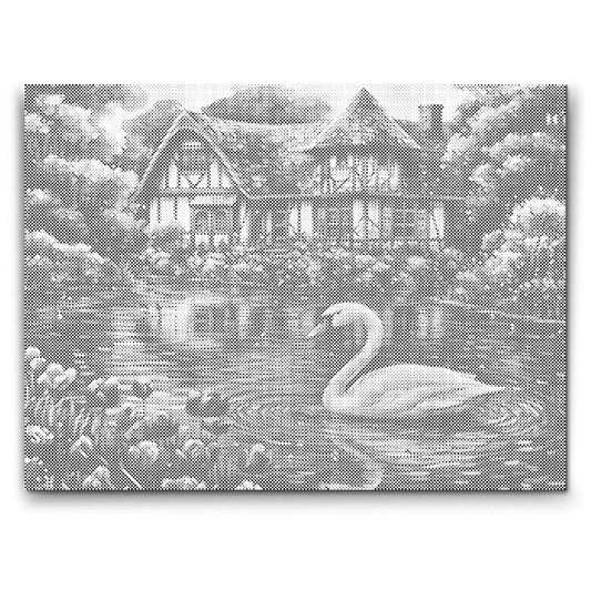 punktmalerei schwan vorlage auf leinwand