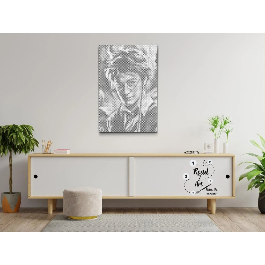 Harry Potter Kunstposter im Dotpainting Design mit feinen Punkten als stilvolle Fan Deko