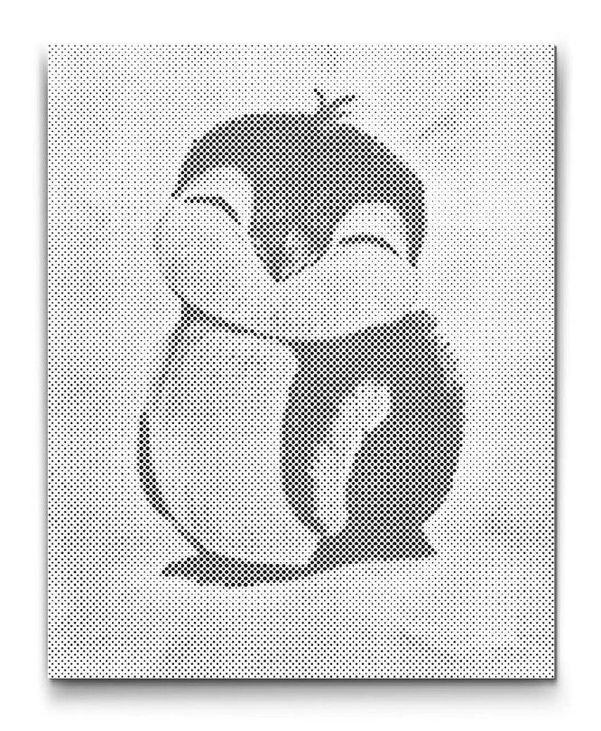 Niedlicher Baby Pinguin als modernes Dot Art Wandbild in Schwarz Weiß