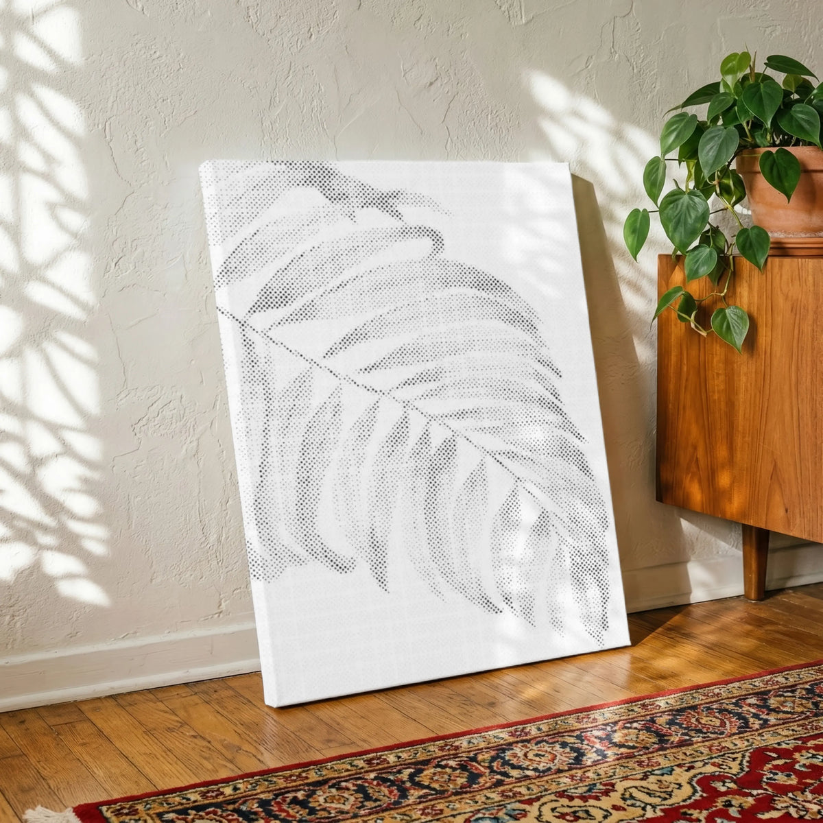 Palm Leaf Minimalist | Dot Painting Kit finished dot painting artwork