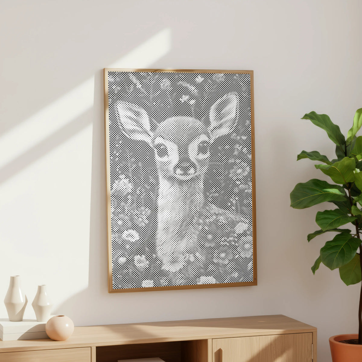 Quiet Meadow Fawn | Dot Painting Kit som færdigt mal med prikker motiv
