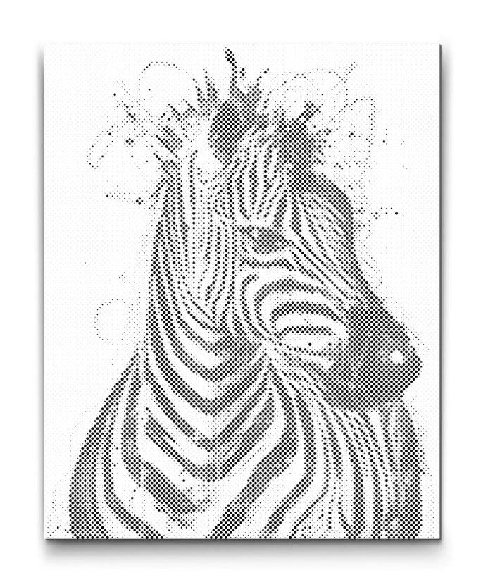 Modernes Zebra Wandbild in Punktmalerei Stil, Dot Painting Tierkunst für moderne Wohnräume