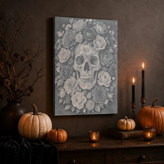 Skull in a Sea of Roses | Dot Painting Kit