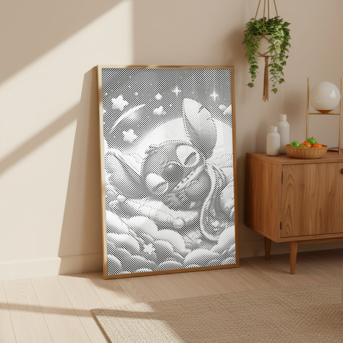Stitch Sleeping on Clouds | Dot Painting Kit som færdigt mal med prikker motiv