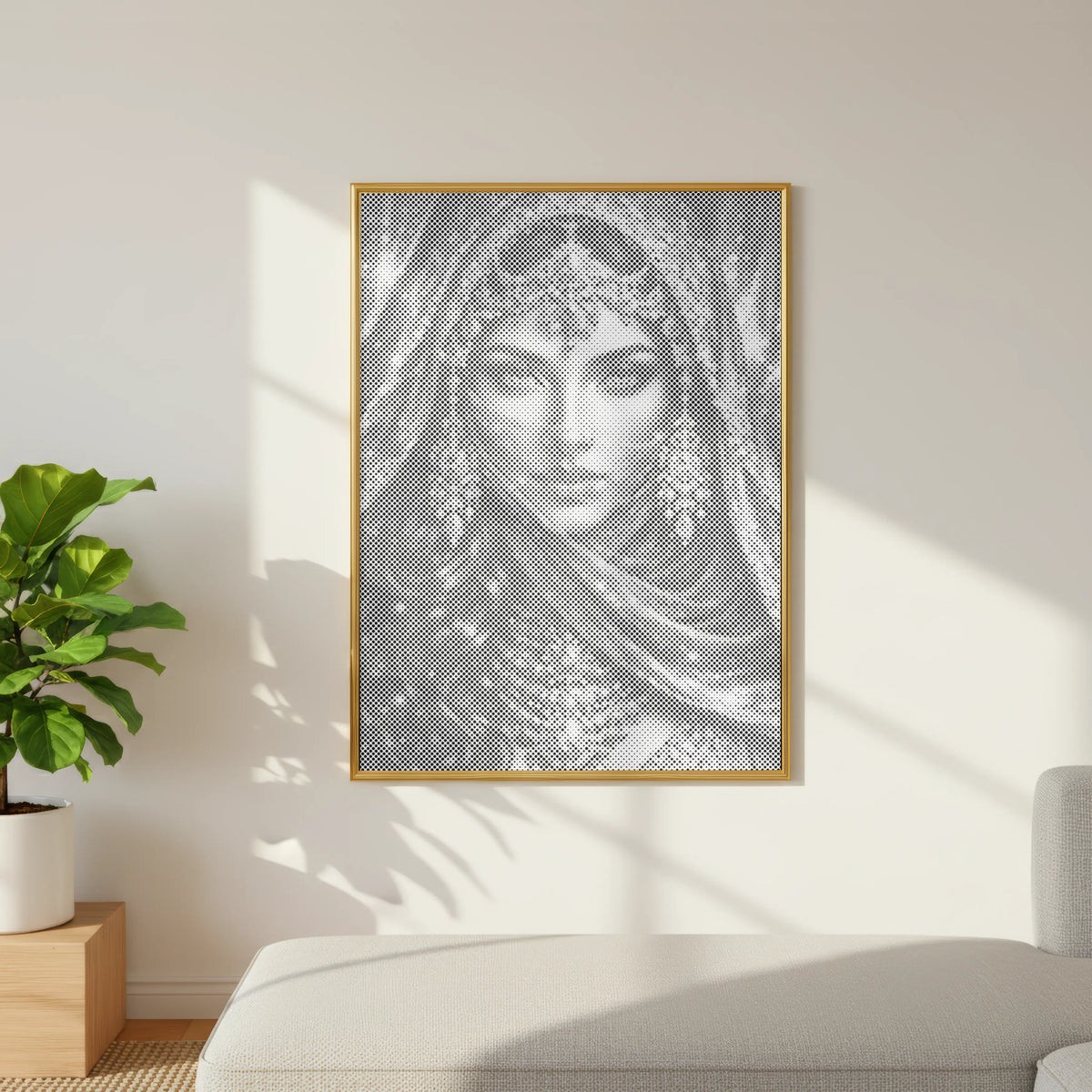 Veil of Gold Arabian Portrait | Dot Painting Kit som färdigt prickmålning motiv