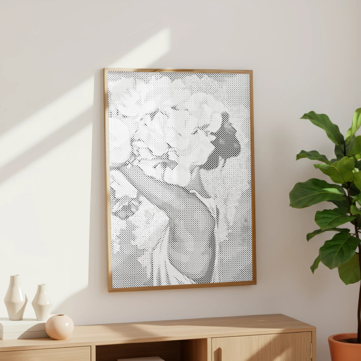 Woman with Flower Crown | Dot Painting Kit som færdigt mal med prikker motiv
