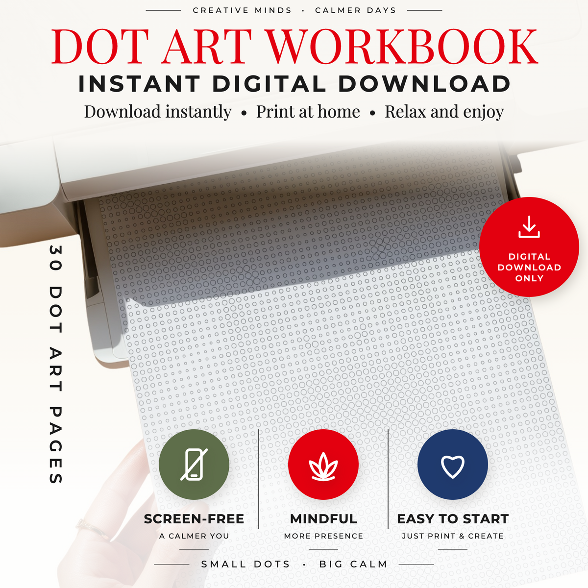 Printable Cosy Christmas dot painting book cover for US Letter and A4 PDF pages