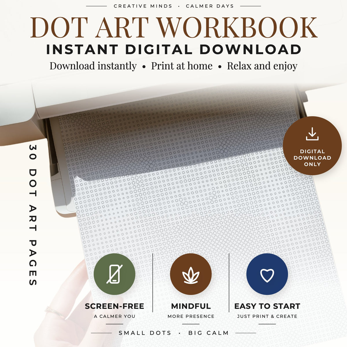 Printable Dog Portraits dot painting book cover for US Letter and A4 PDF pages