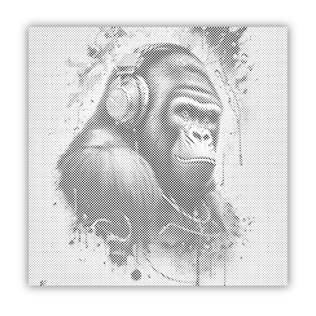 Gorilla with Headphones | Dot Painting Kit som färdigt prickmålning motiv