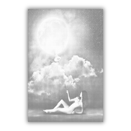 Dot Painting Herrscher des Mondes – Punktmalerei mit Frau, die den Mond betrachtet