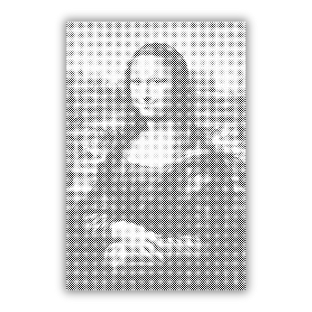 Mona Lisa Dot Painting – Punktmalerei Version von Leonardo da Vincis Porträt