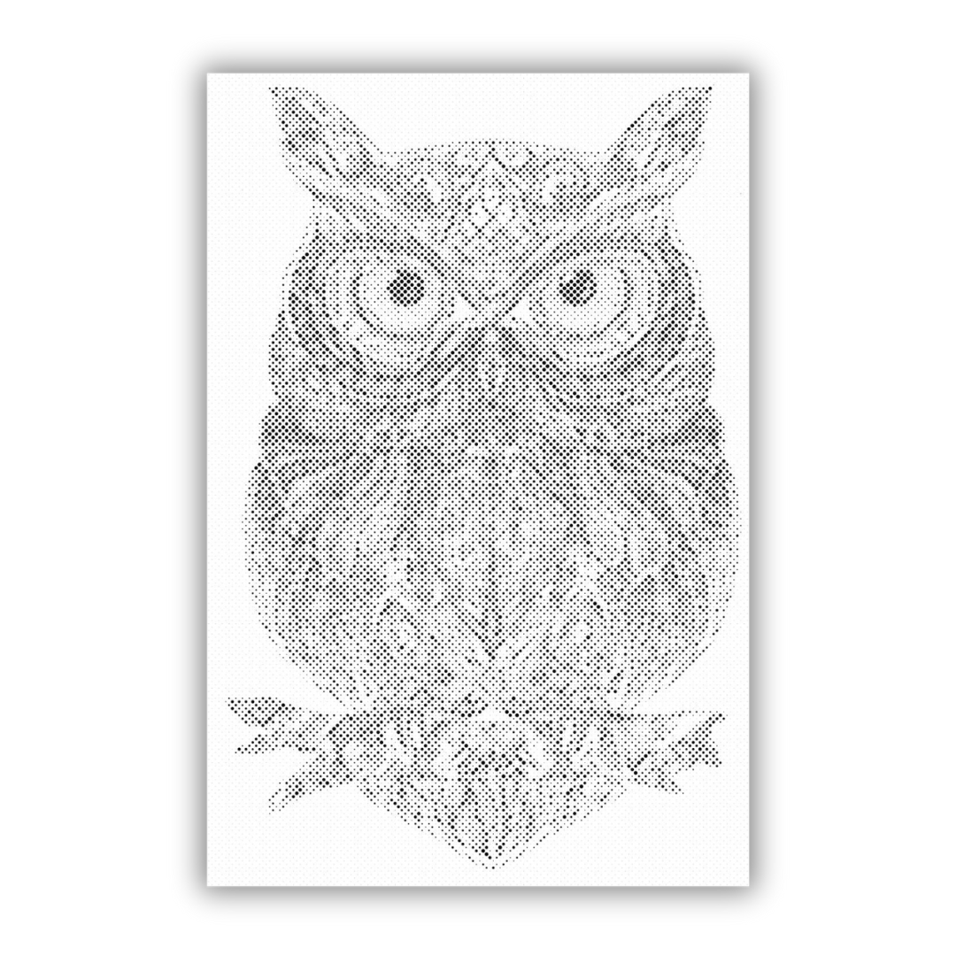 Owl Mandala | Dot Painting Kit som færdigt mal med prikker motiv