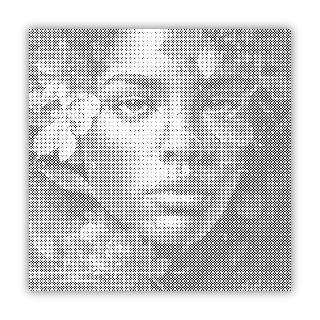 Dot Painting Sinnliche Frau – Punktmalerei Porträt einer stilvollen, femininen Frau