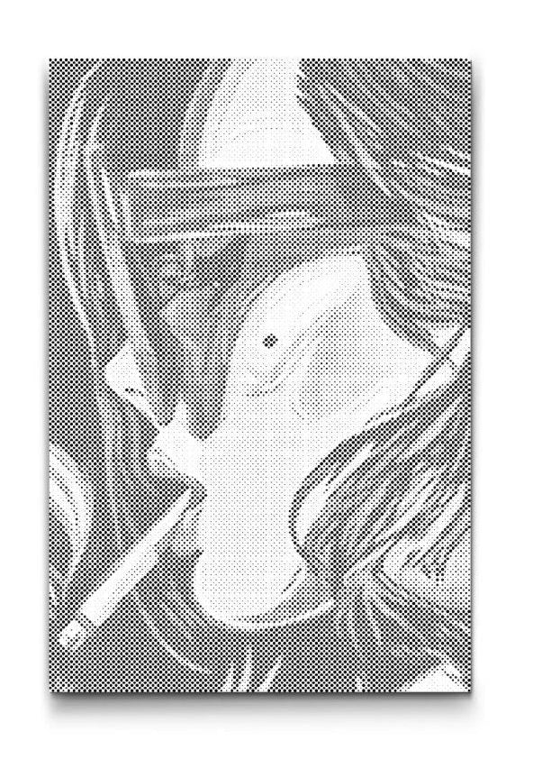 Dot Painting Porträt: Girl mit Sonnenbrille und Zigarette im Profil