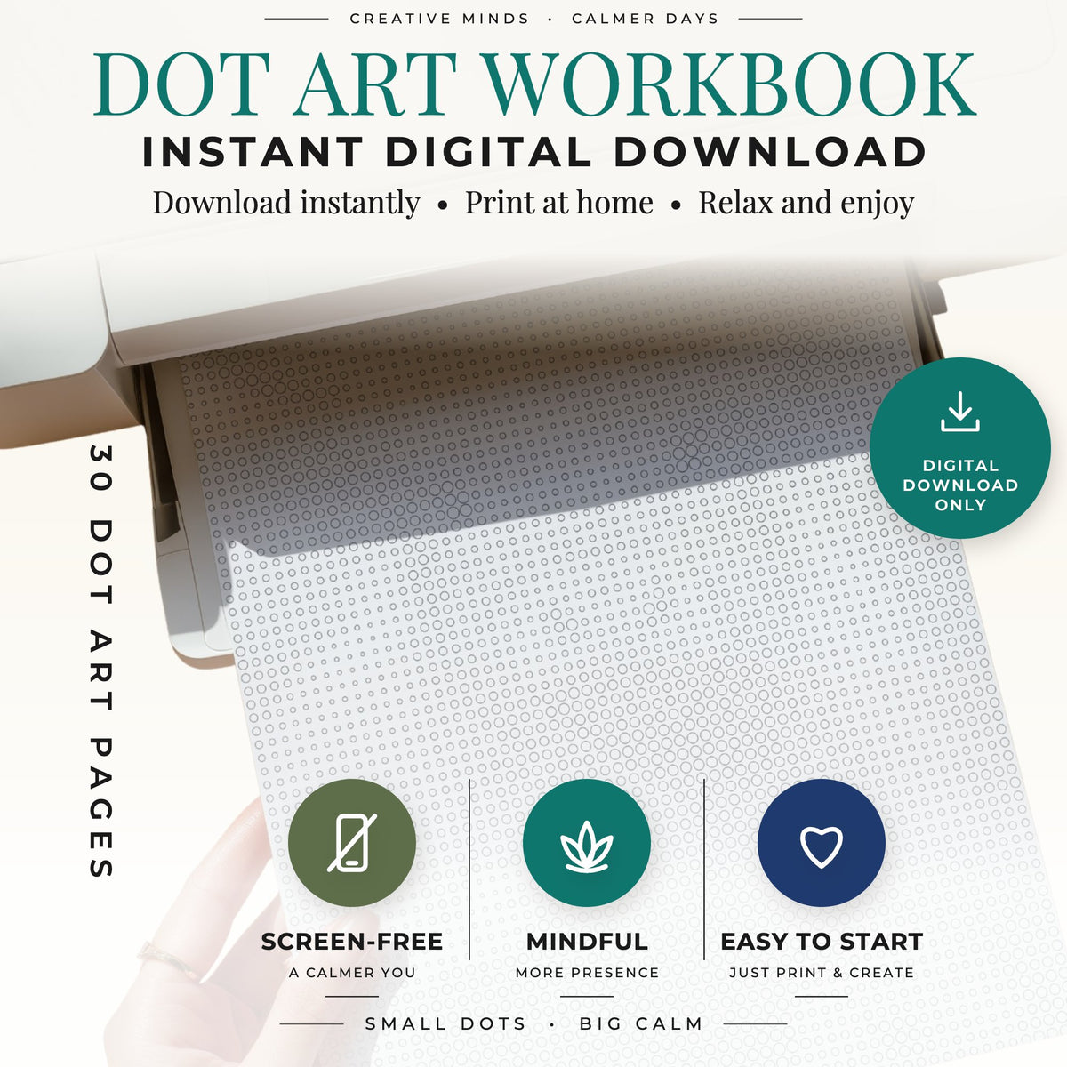 Printable Mandala dot painting book cover for US Letter and A4 PDF pages